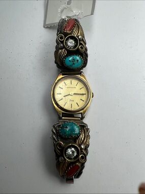 Vintage Native Turquoise Coral Wittnauer Watch
